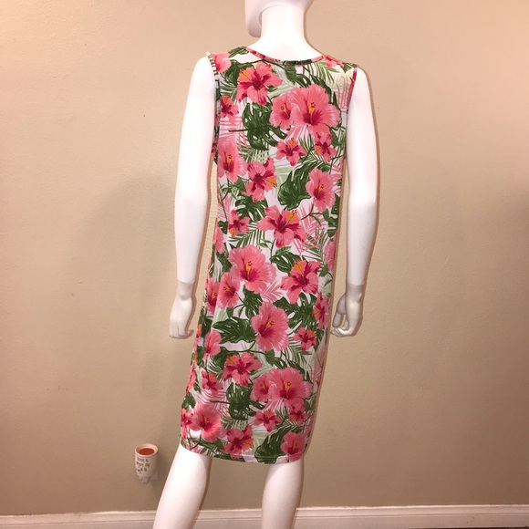 Rouge Pink Hibiscus Tank Dress Size 1X Summer Dress Mid Length - Picture 4 of 12